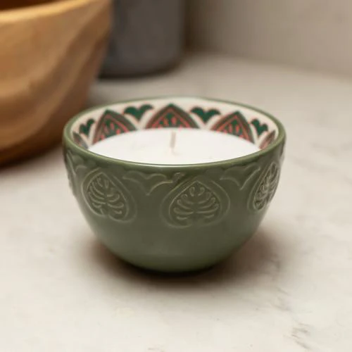 Fig & Apple Meze Scented Candle in Green Bowl - Image 2