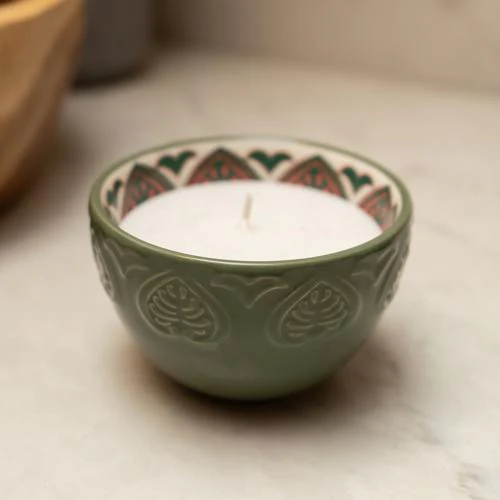 Fig & Apple Meze Scented Candle in Green Bowl - Image 3