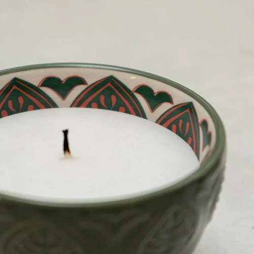 Fig & Apple Meze Scented Candle in Green Bowl - Image 4