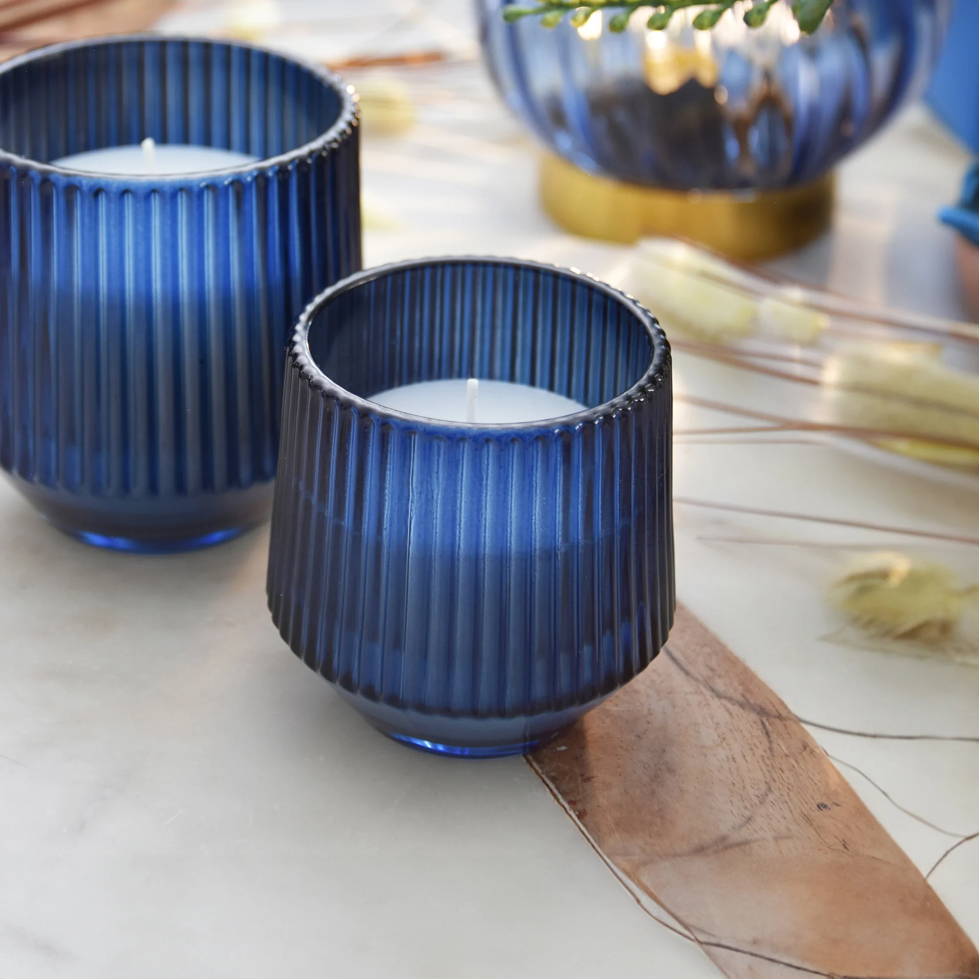 Midnight Pomegranate Bliss: Blue Ridged Candle