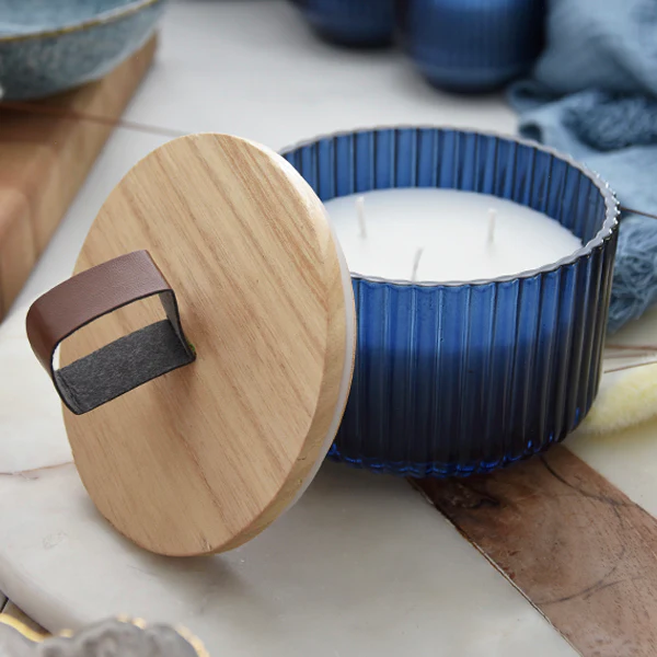 Azure Ridge Candle with Wooden Lid with Midnight Pomegranate Essence