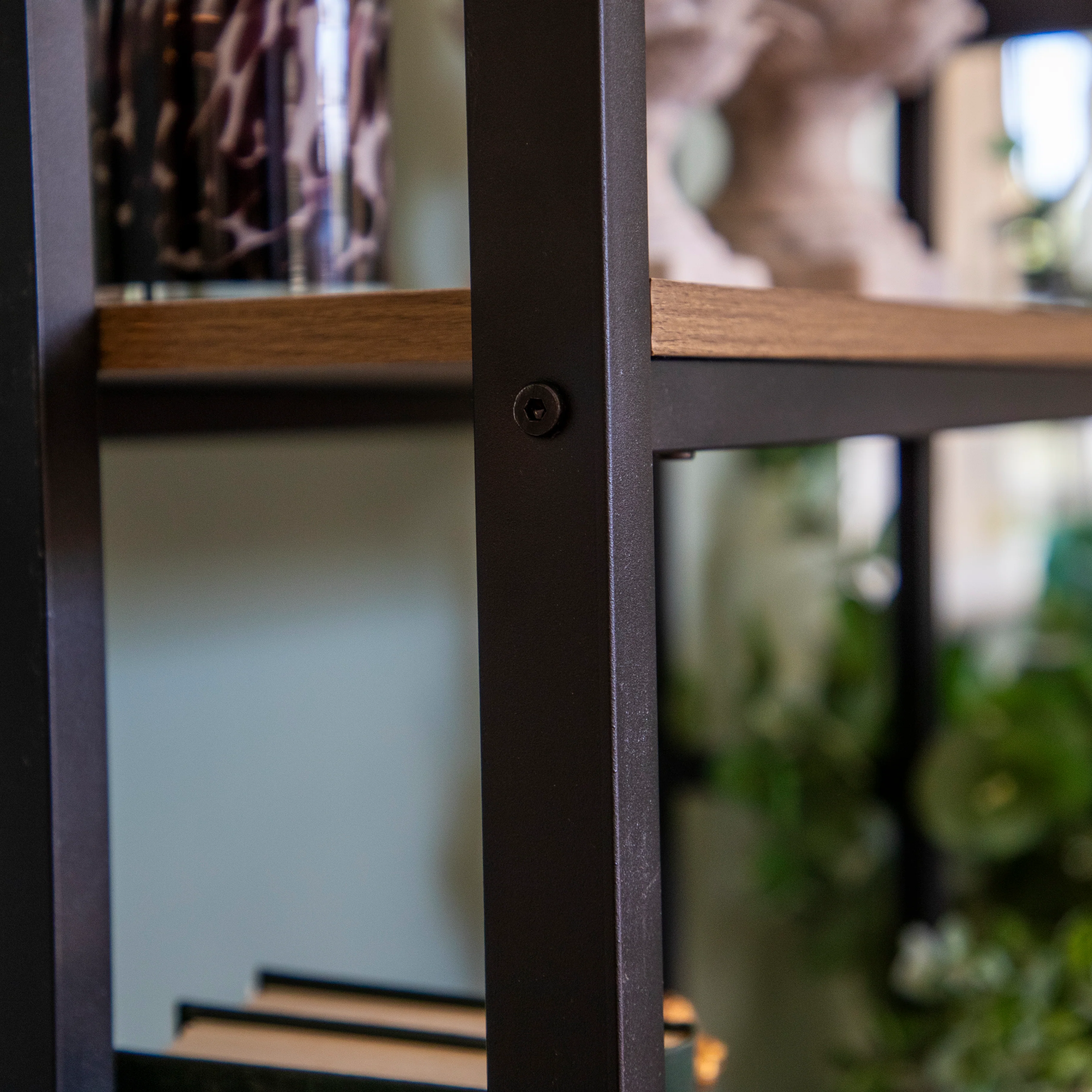 Modern Fusion: Oak Wood and Metal 3-Shelf Freestanding - Image 2