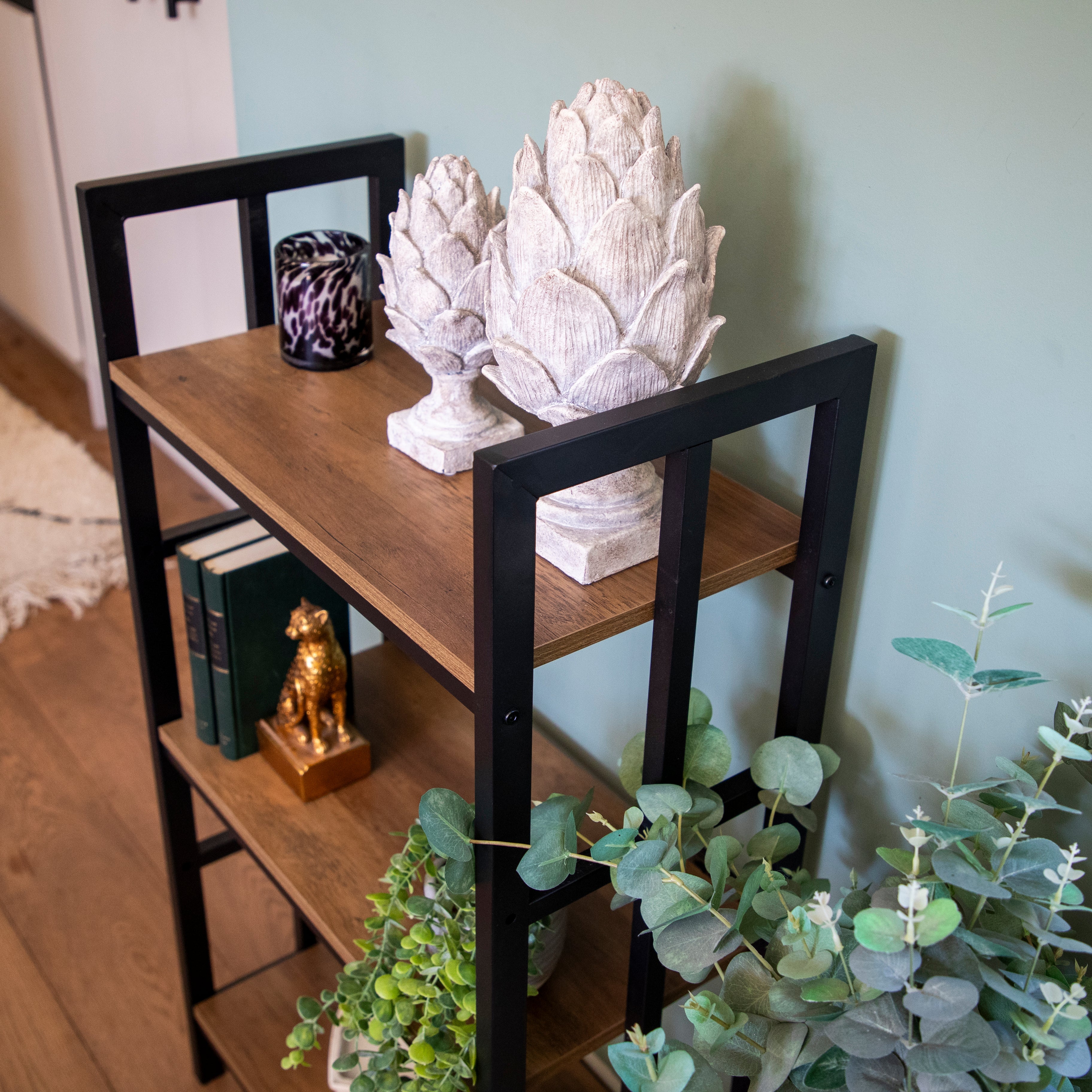 Modern Fusion: Oak Wood and Metal 3-Shelf Freestanding - Image 3