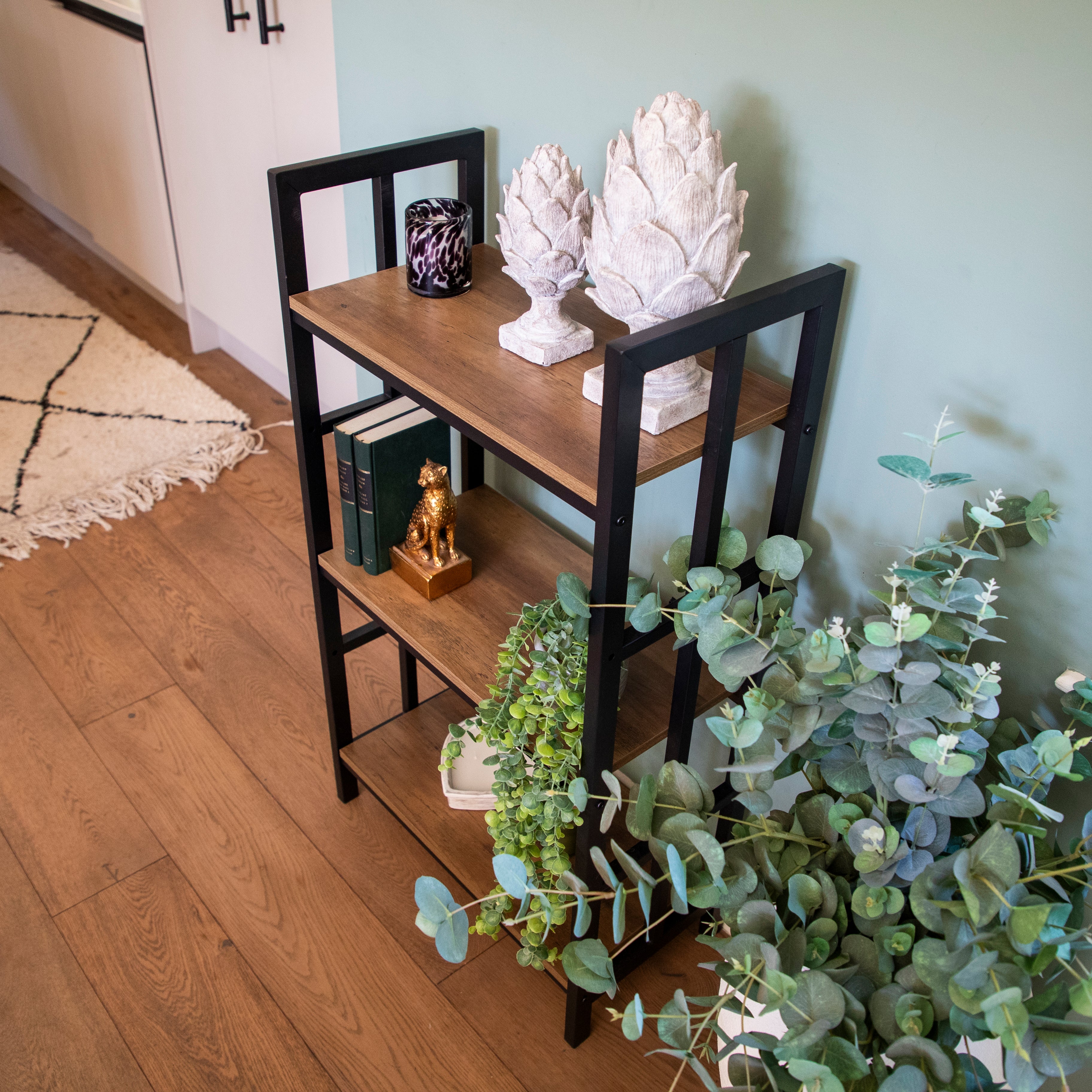 Modern Fusion: Oak Wood and Metal 3-Shelf Freestanding - Image 4