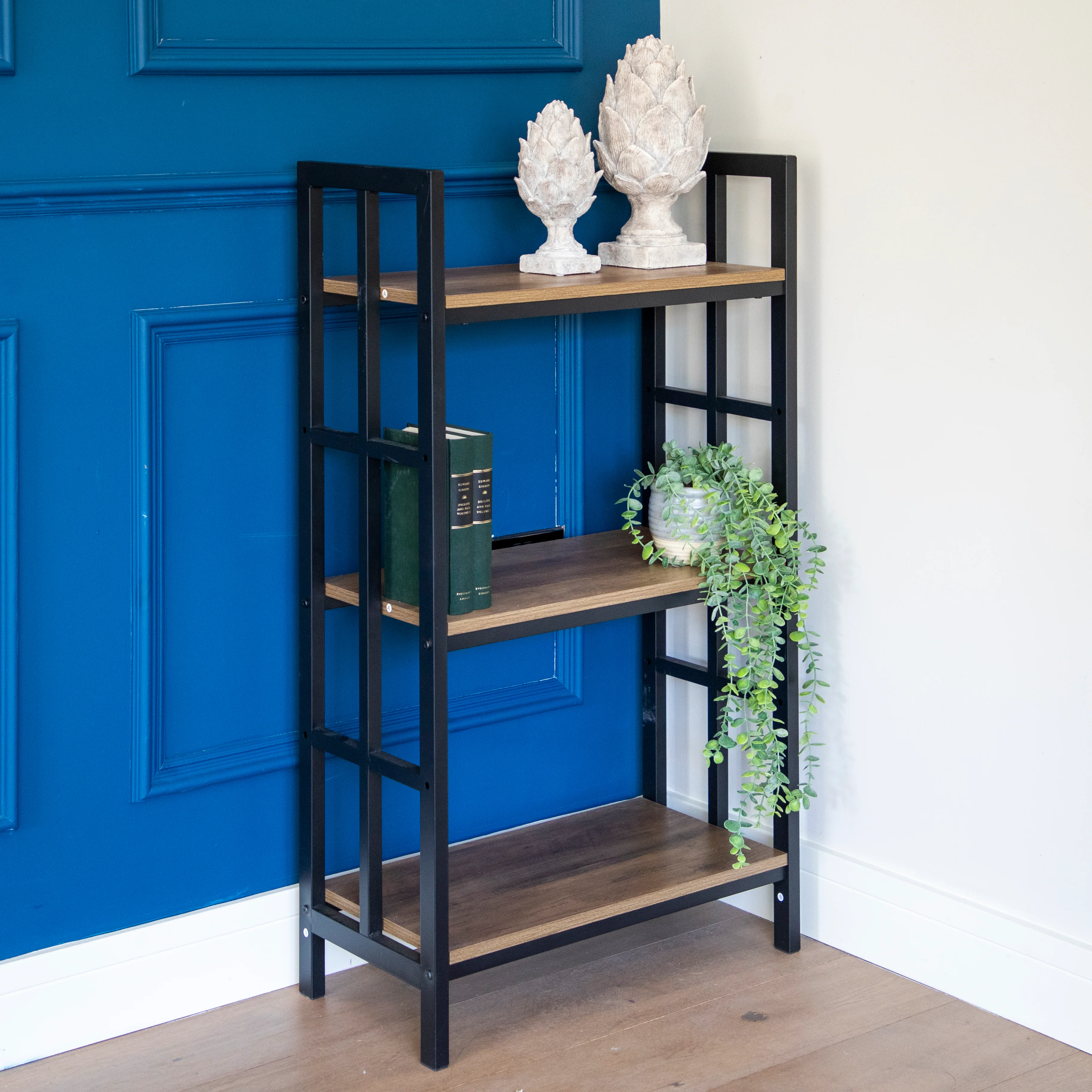 Modern Fusion: Oak Wood and Metal 3-Shelf Freestanding - Image 7