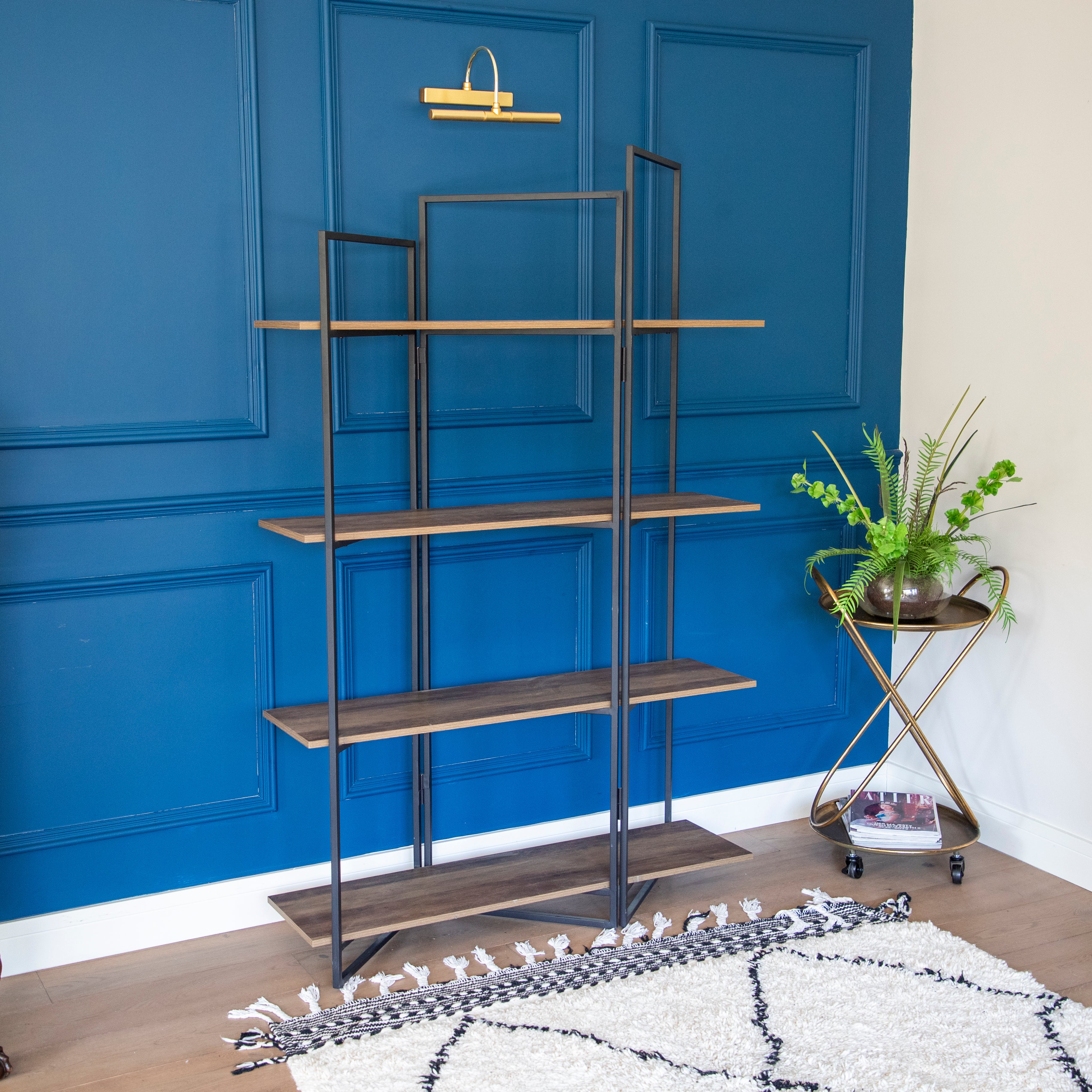 Modern Oak 4-Shelf Freestanding Unit with Wood/Metal Design - Image 2