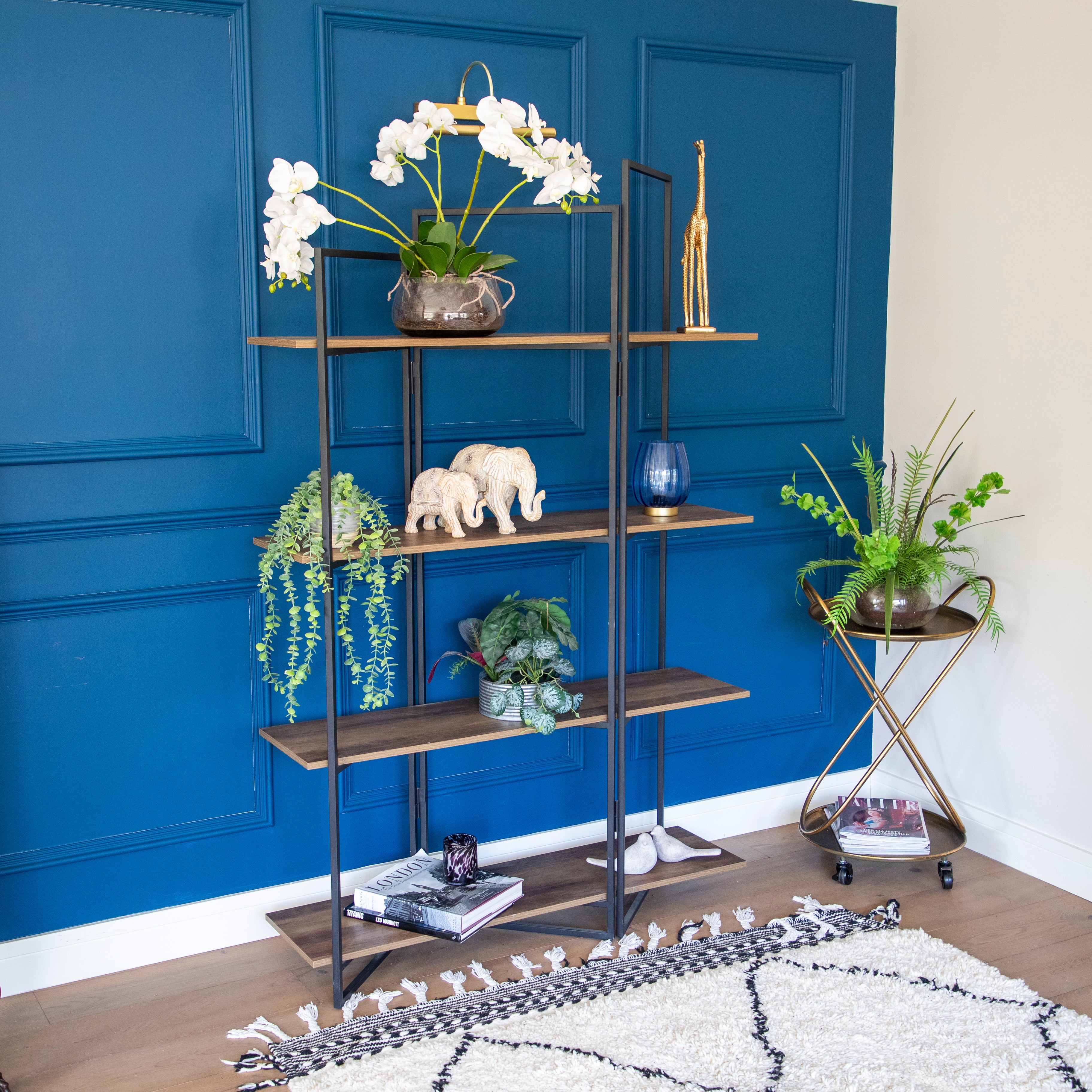 Modern Oak 4-Shelf Freestanding Unit with Wood/Metal Design - Image 3