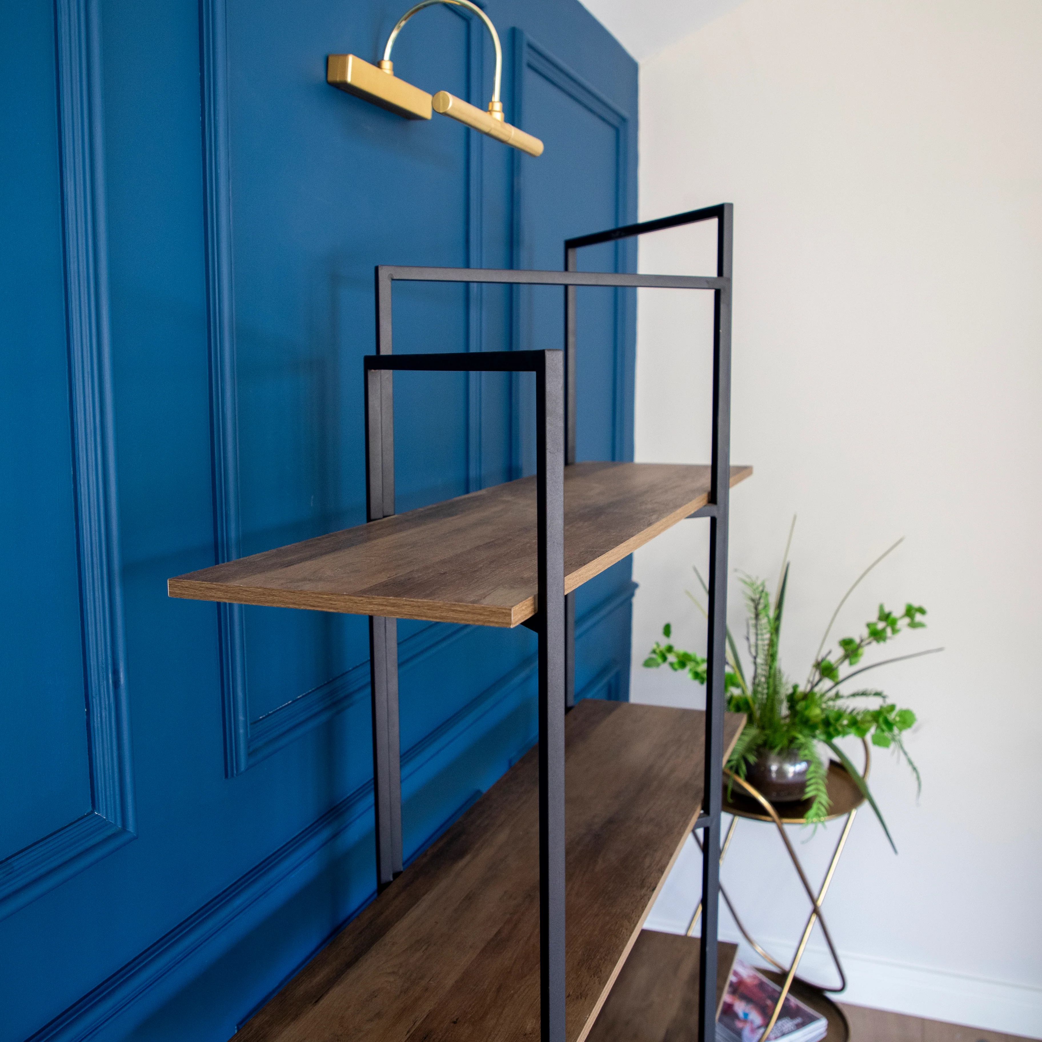 Modern Oak 4-Shelf Freestanding Unit with Wood/Metal Design - Image 4