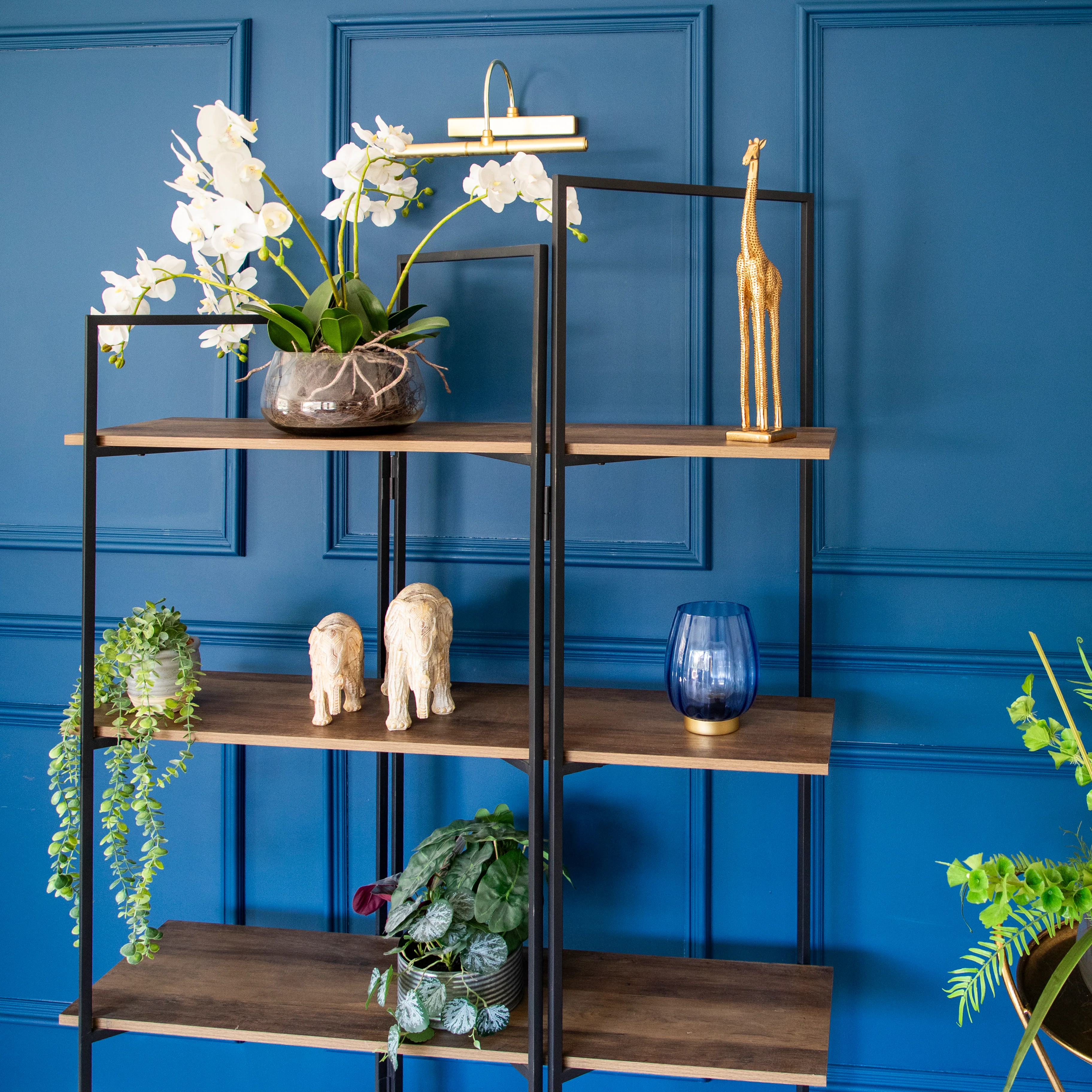 Modern Oak 4-Shelf Freestanding Unit with Wood/Metal Design - Image 6