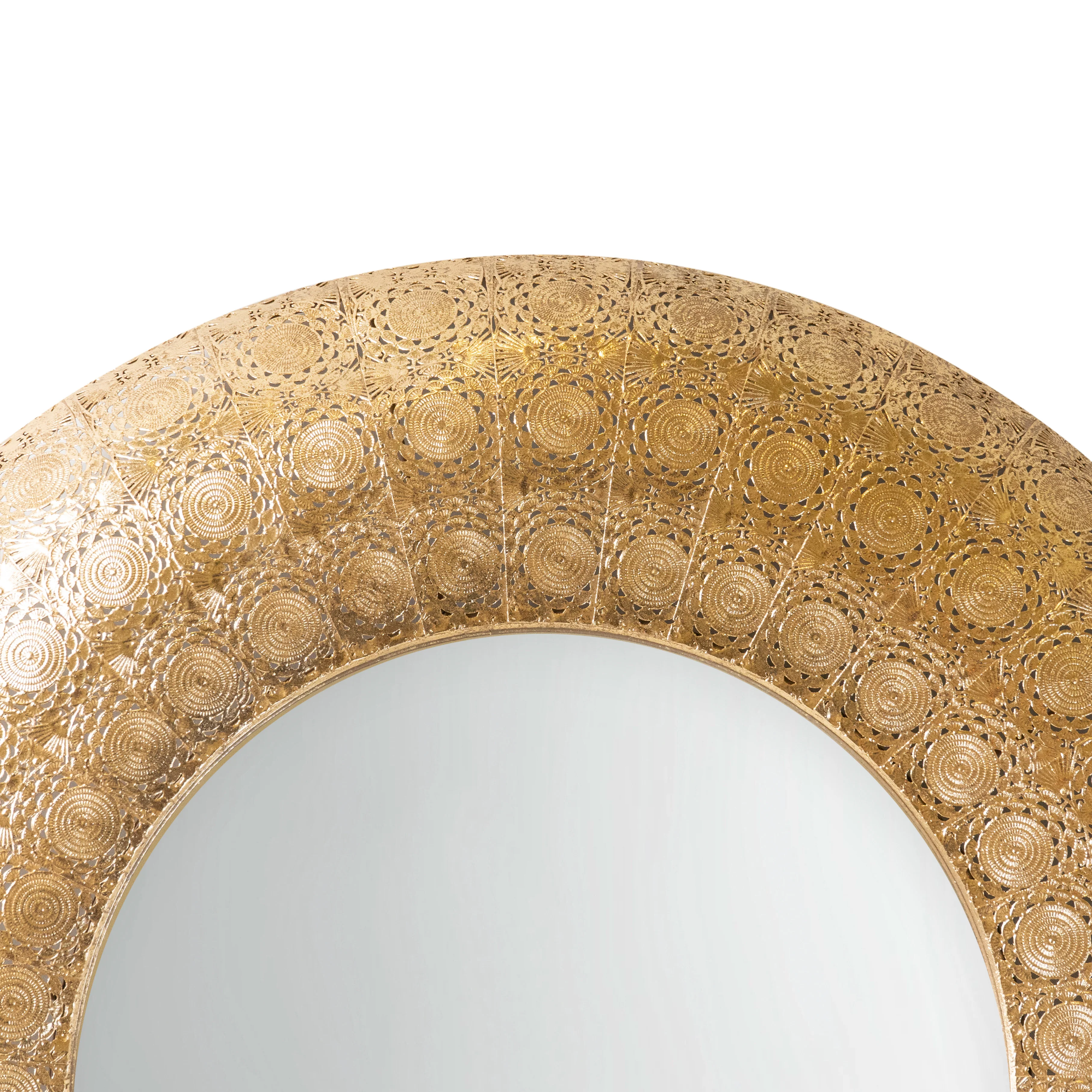 Moroccan Style Round Mirror with Gold Metal Frame - Image 4