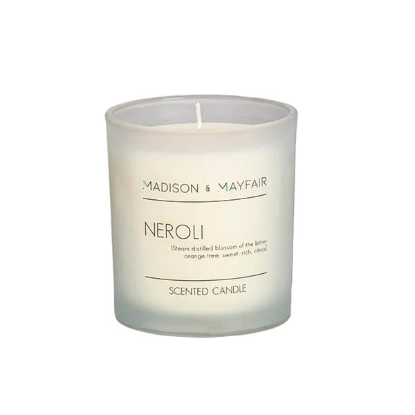 Neroli Cotton Scented Candle in a Frosted Glass Jar - Image 2