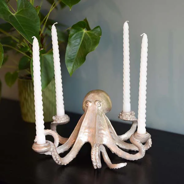 Gold Octopus Candlestick Holder