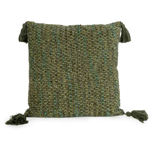 Olive Green Tassel Cushion - Image 3