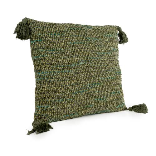 Olive Green Tassel Cushion - Image 4