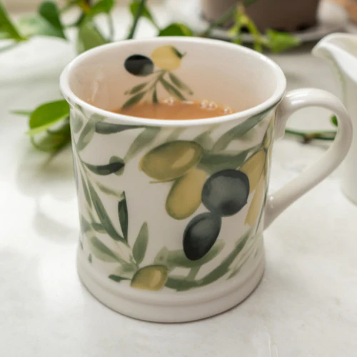 Artisan Tankard Mug with Olive Print Design - Image 6