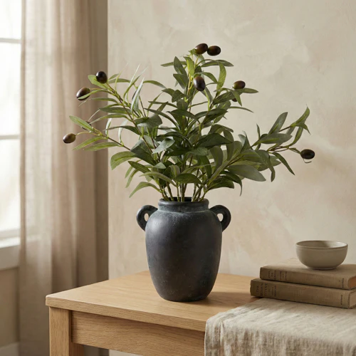 40cm Olive Tree in Decorative Vase – Artificial Indoor Plant