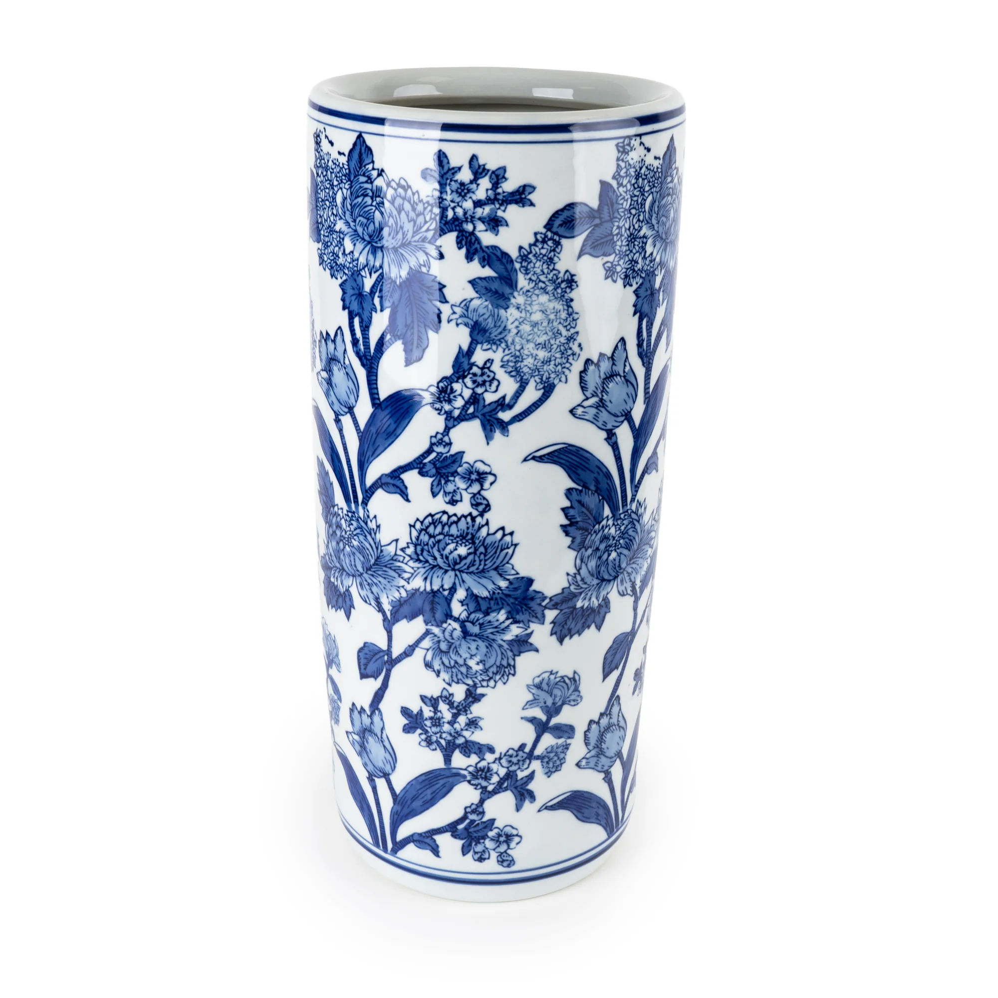Oriental Cylinder Vase White/Blue - Image 6