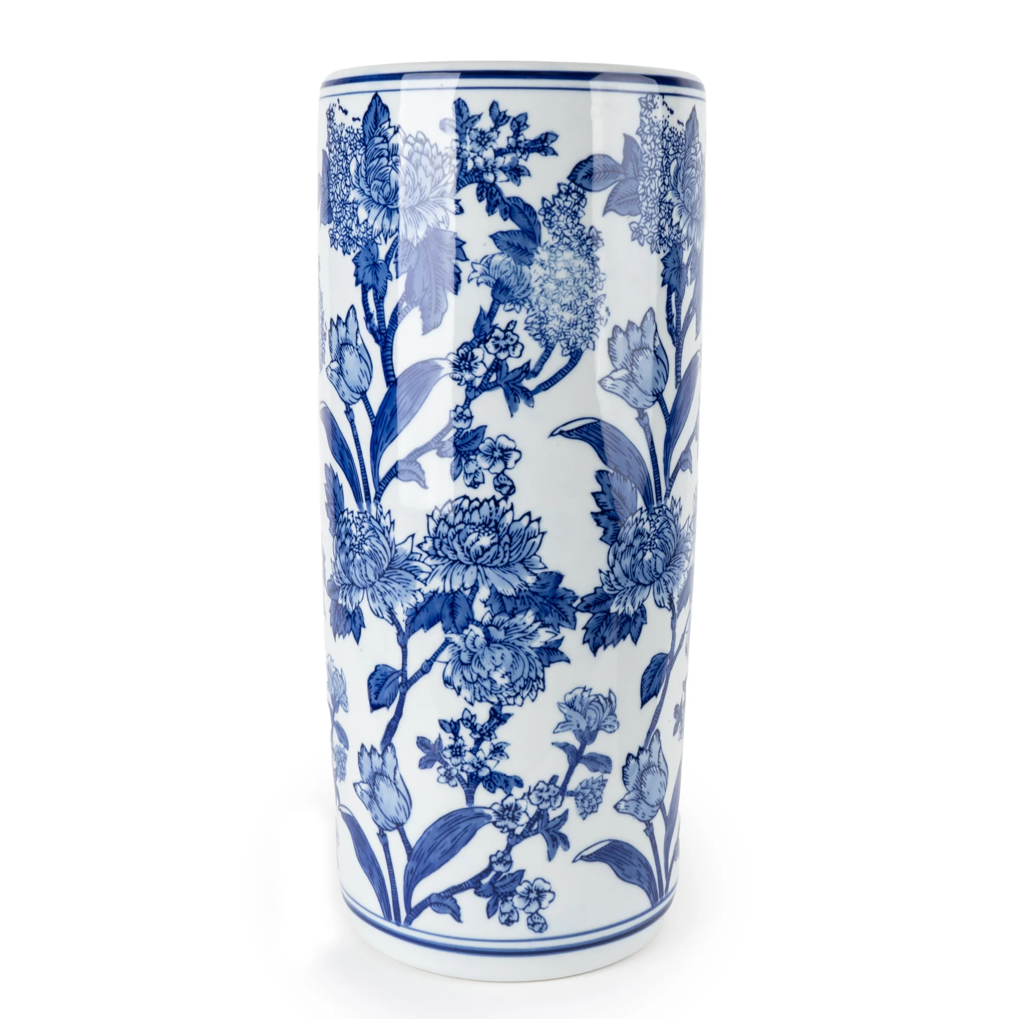 Oriental Cylinder Vase White/Blue - Image 7
