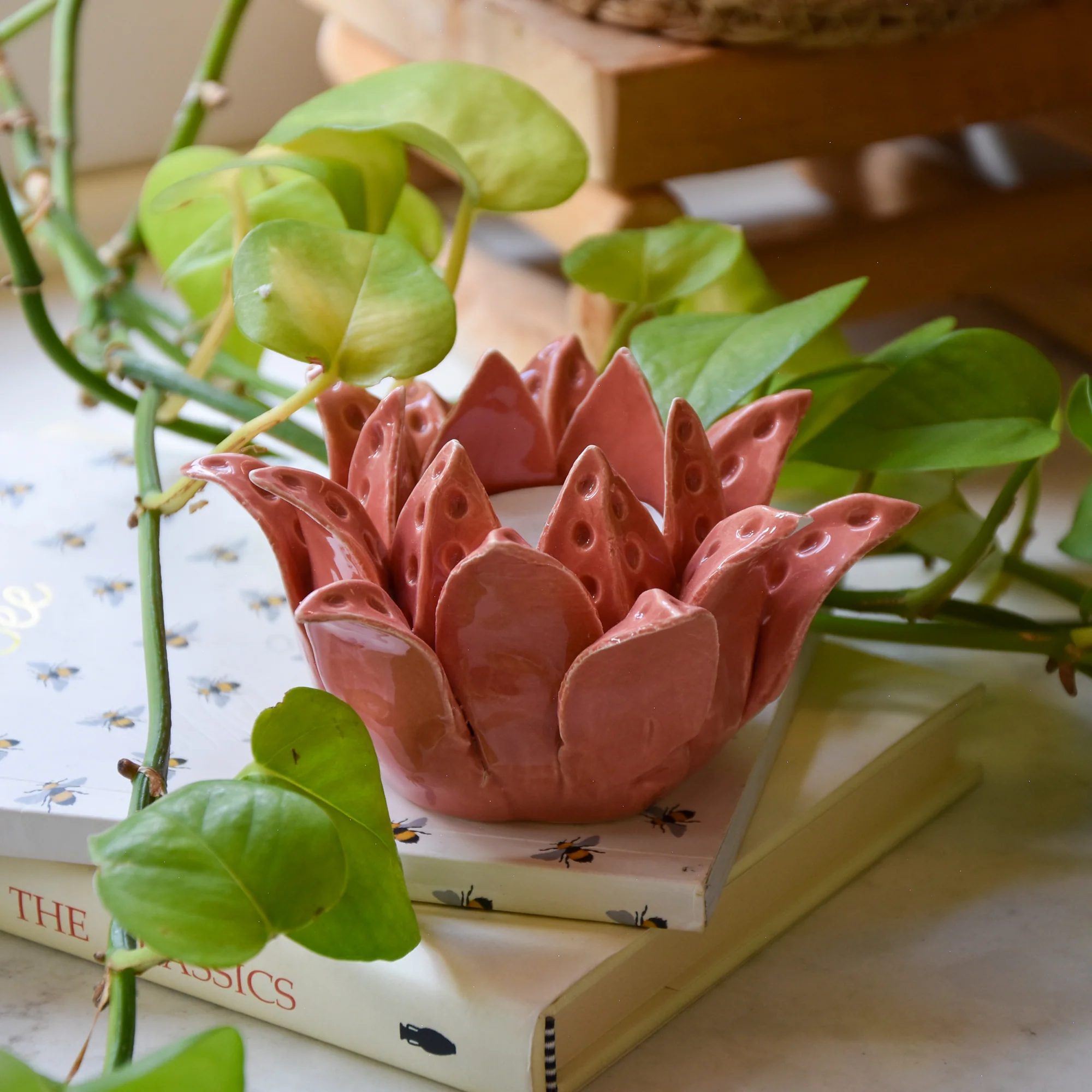 Paradise Flower Terracotta Tealight Holder