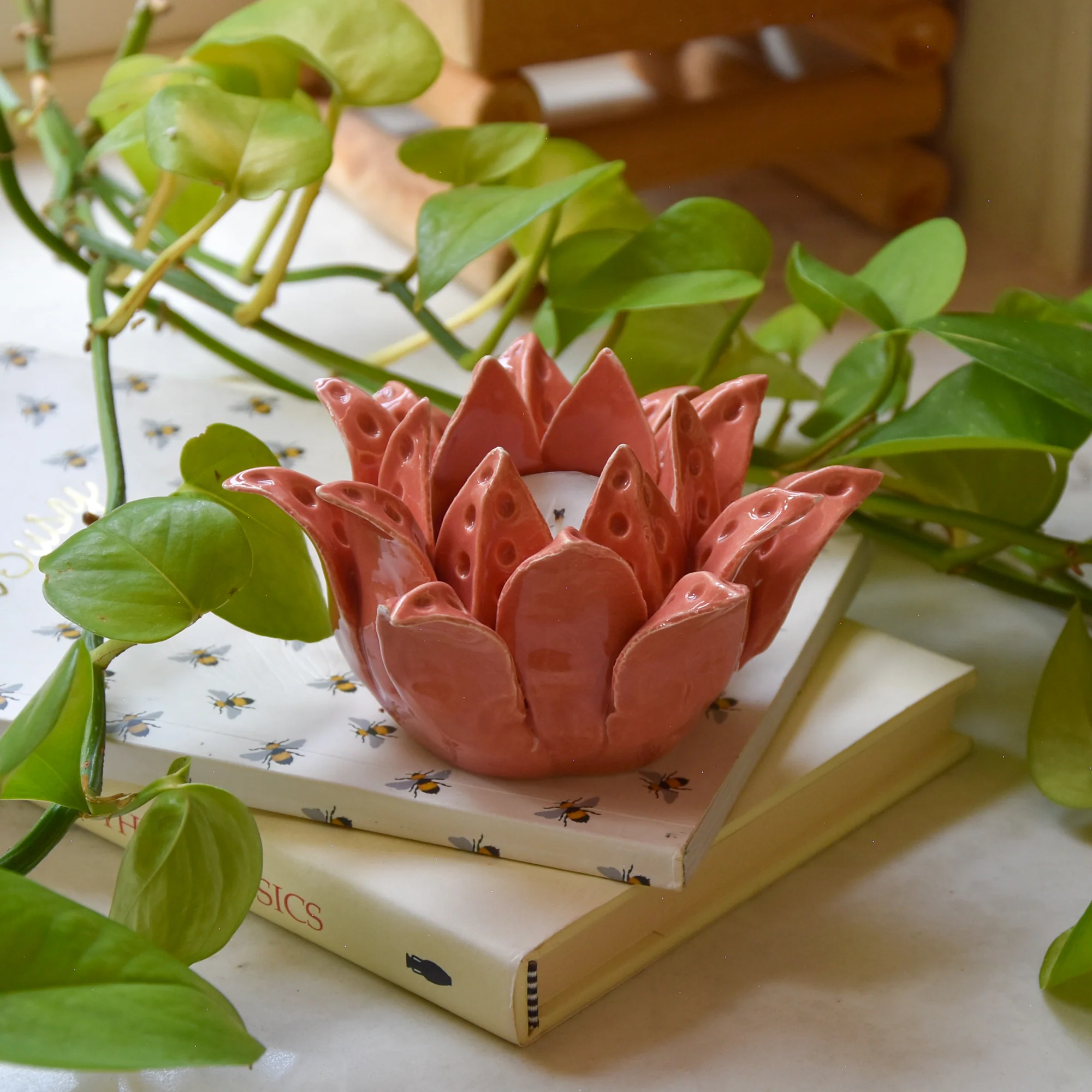 Paradise Flower Terracotta Tealight Holder - Image 2