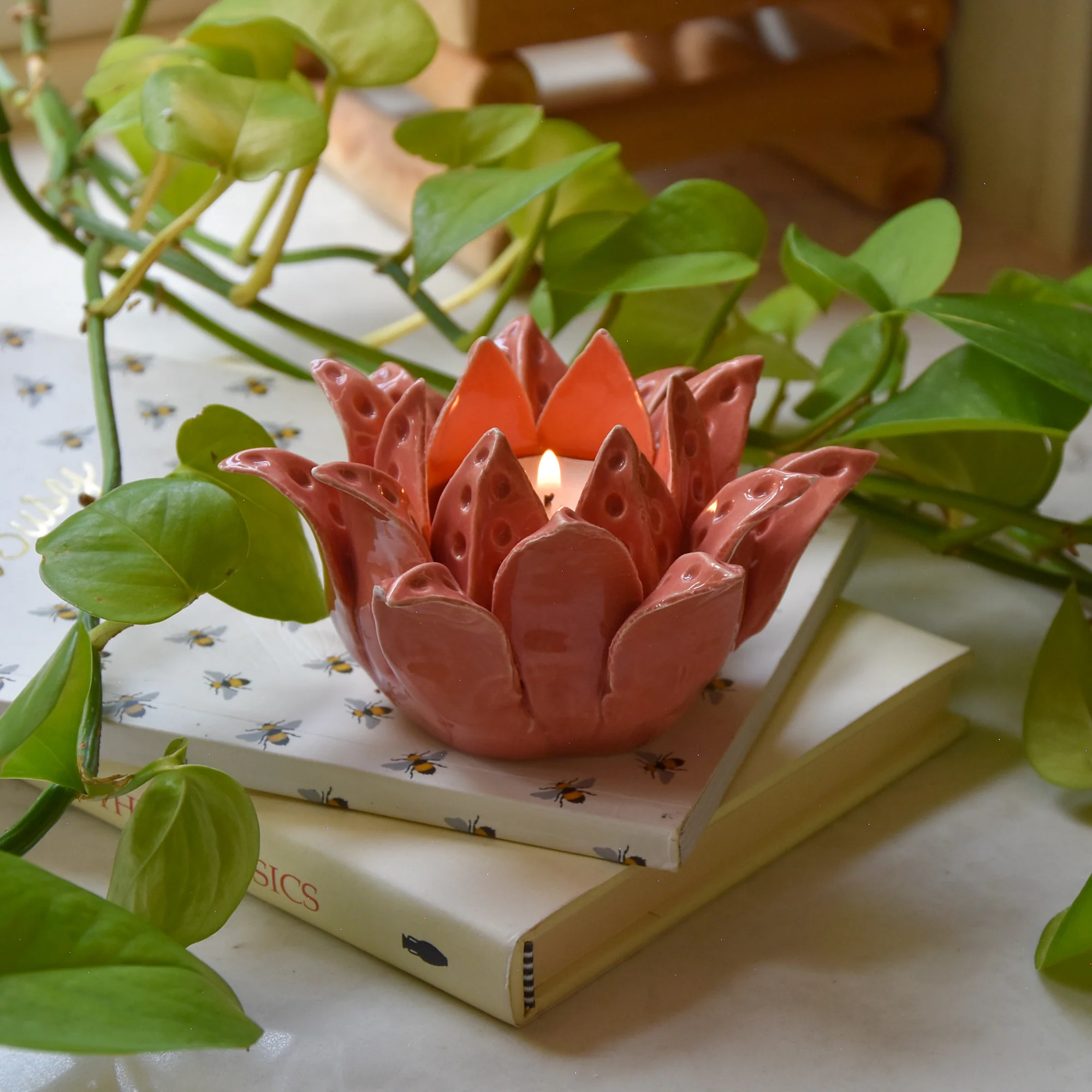 Paradise Flower Terracotta Tealight Holder - Image 3