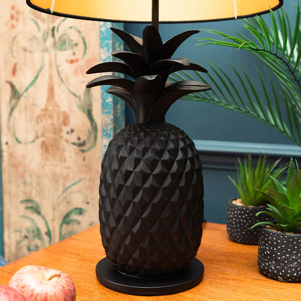 Black and Gold Pineapple Lamp with Matching Shade - Image 3