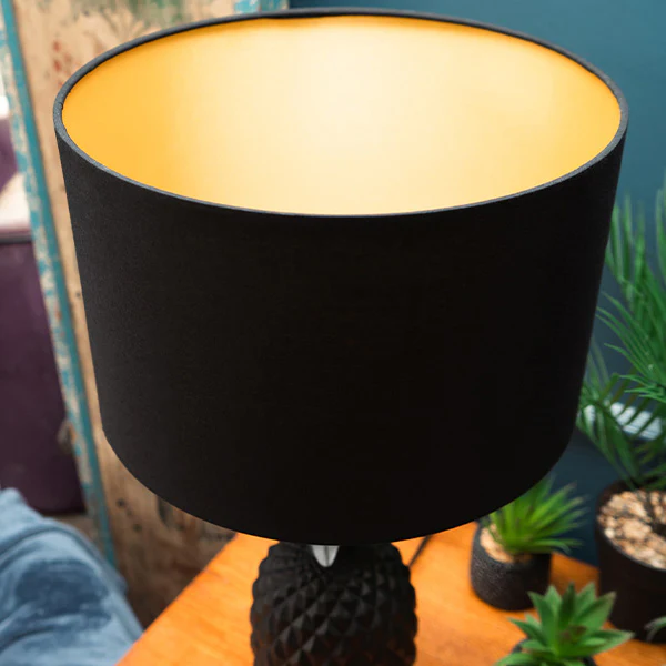 Black and Gold Pineapple Lamp with Matching Shade - Image 4