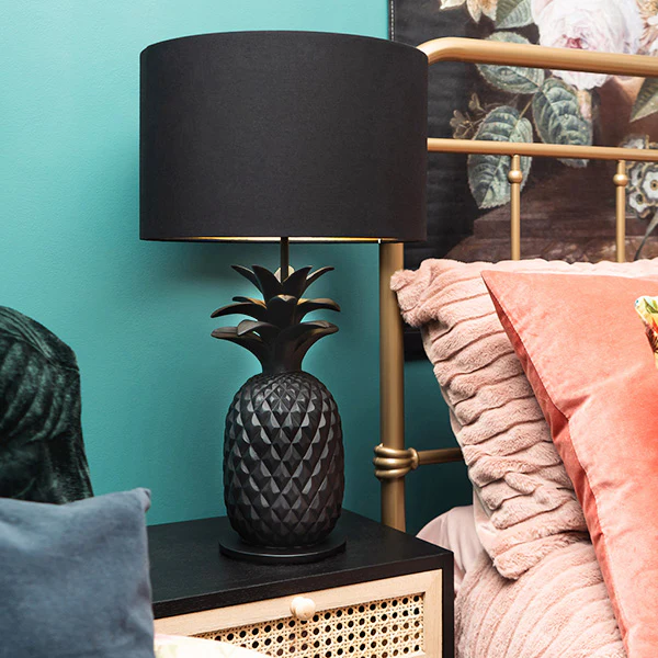 Black and Gold Pineapple Lamp with Matching Shade - Image 5
