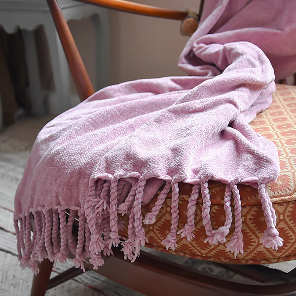 Pink Chenille Throw Blanket