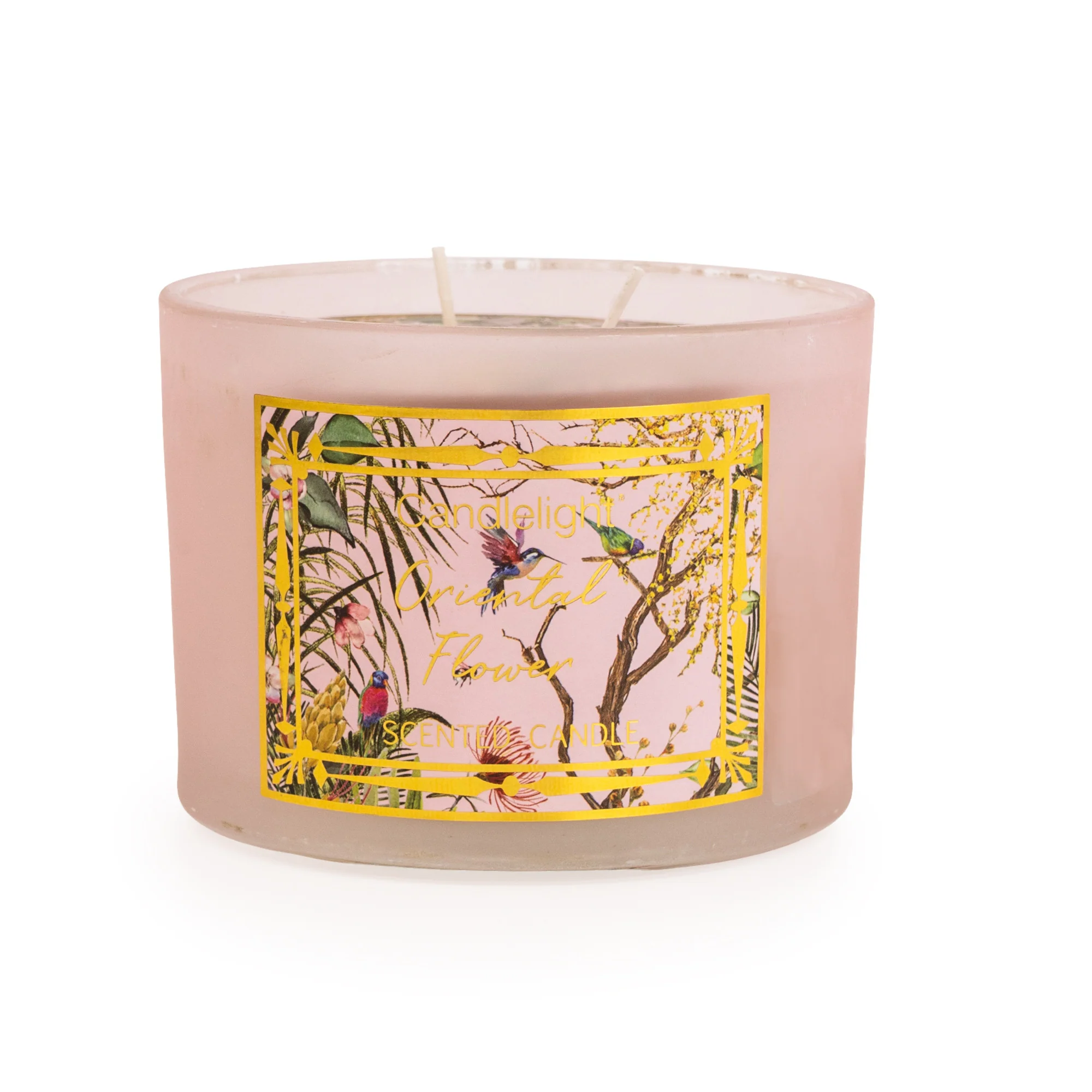 Oriental Flower Scent Pink Chinoiserie Candle with Double Wick - Image 2