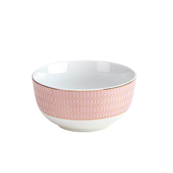 Pink and Gold Bowl with a Geometric Design - Image 2