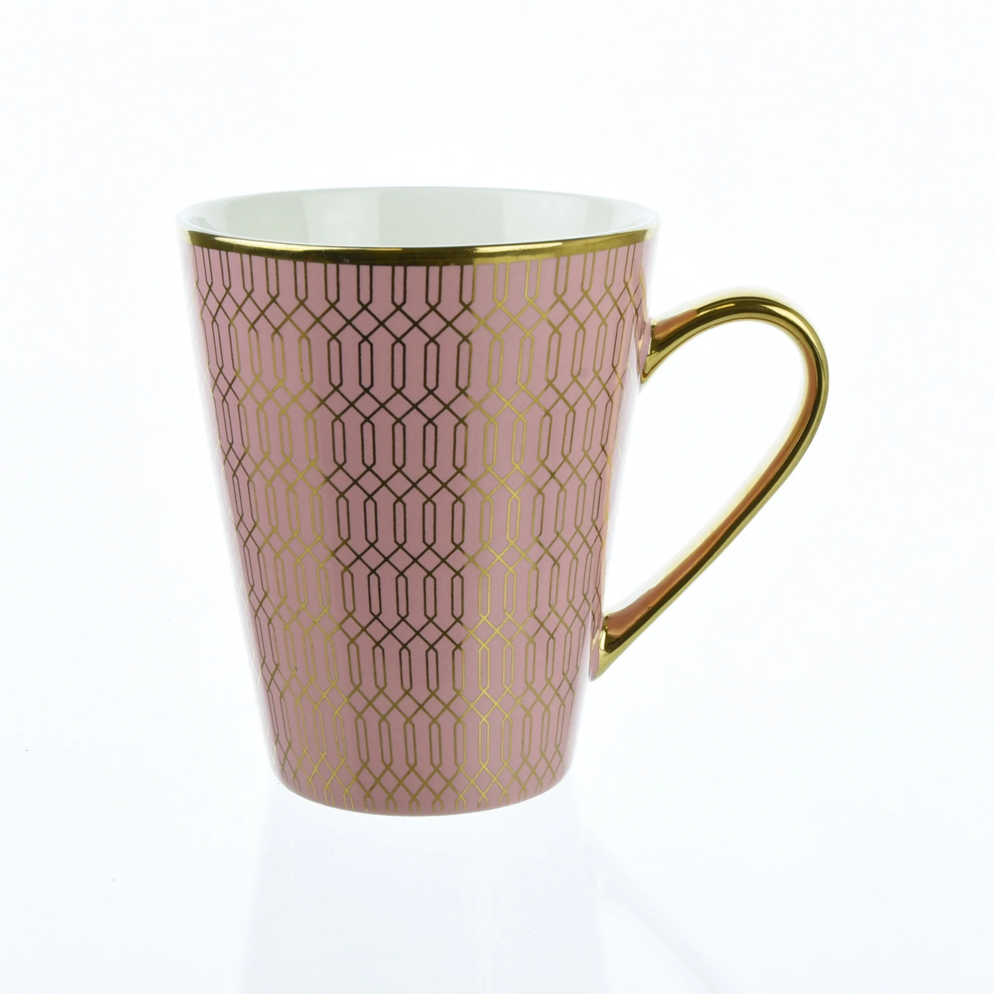 Pink and Gold Mug with a Gold Handle - Image 2