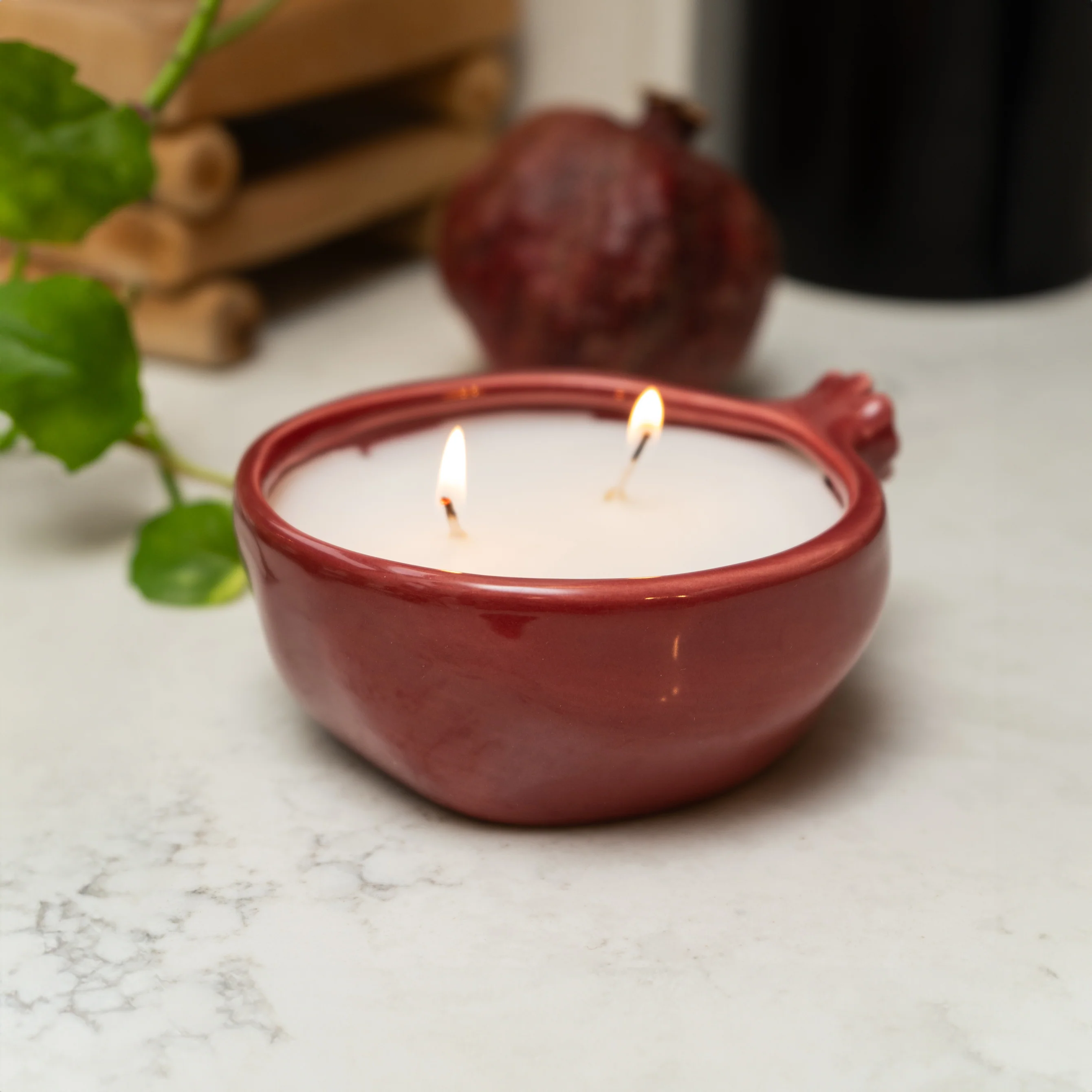 Elegant Ceramic Pomegranate Scent Candle.
