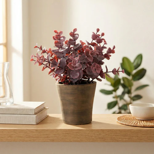 23cm Purple Eucalyptus Plant in Pot – Artificial Eucalyptus Tree