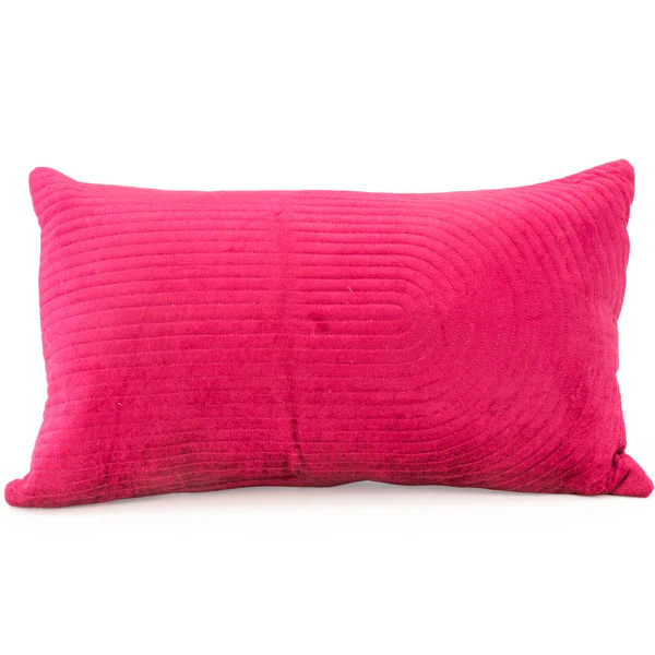 Rectangular Cushion Quilt Velvet Curved Lines Fuschia - Image 3