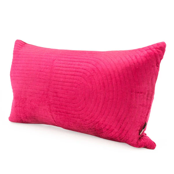 Rectangular Cushion Quilt Velvet Curved Lines Fuschia - Image 4