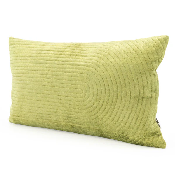 Rectangular Cushion Quilt Velvet Curved Lines Olive - Image 5