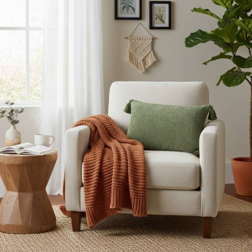Rectangular Green Tassel Cushion