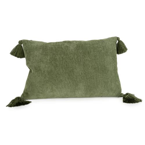 Rectangular Green Tassel Cushion - Image 3