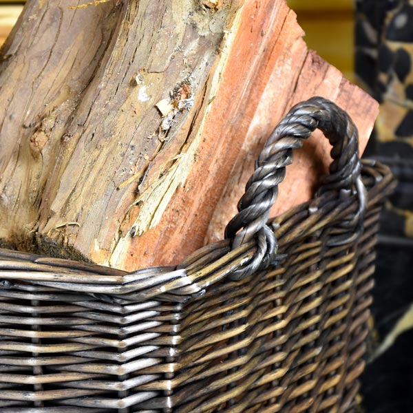 Rectangular Log Basket With Sides - Dark Brown - Image 4