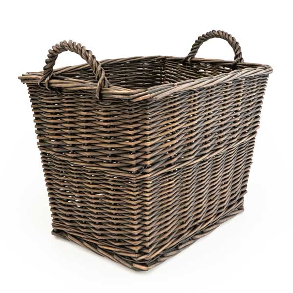 Rectangular Log Basket With Sides - Dark Brown - Image 8