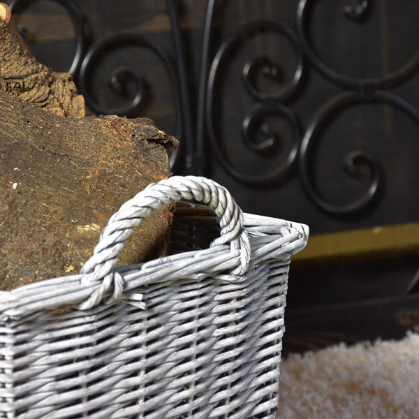 Rectangular Log Basket With Sides - Grey - Image 3