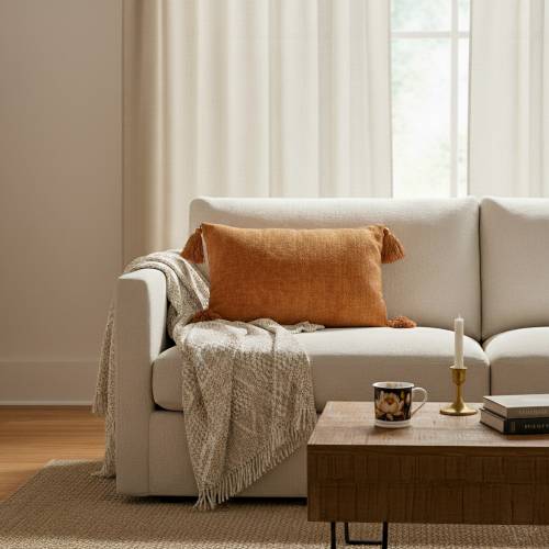 Rectangular Terracotta Tassel Cushion