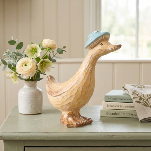 Quirky Wood Effect Duck in Hat