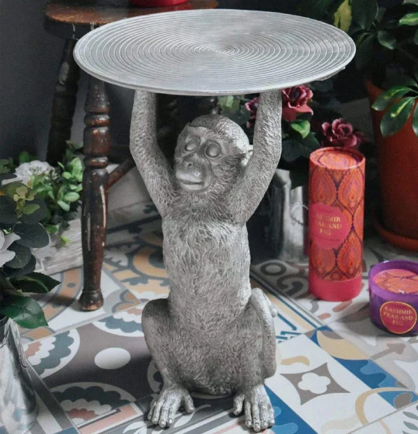 Resin Monkey Table in Silver