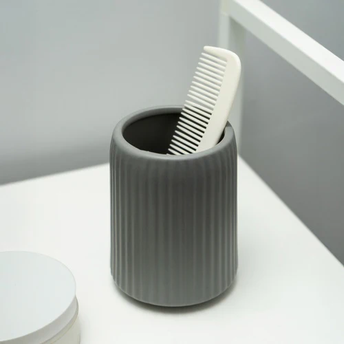 Ribbed Grey Bathroom Tumbler - Image 2
