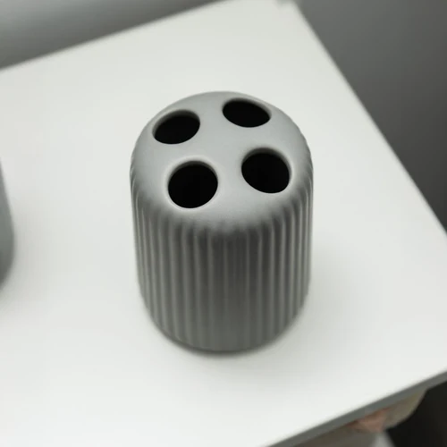 Ribbed Grey Toothbrush Holder - Image 3