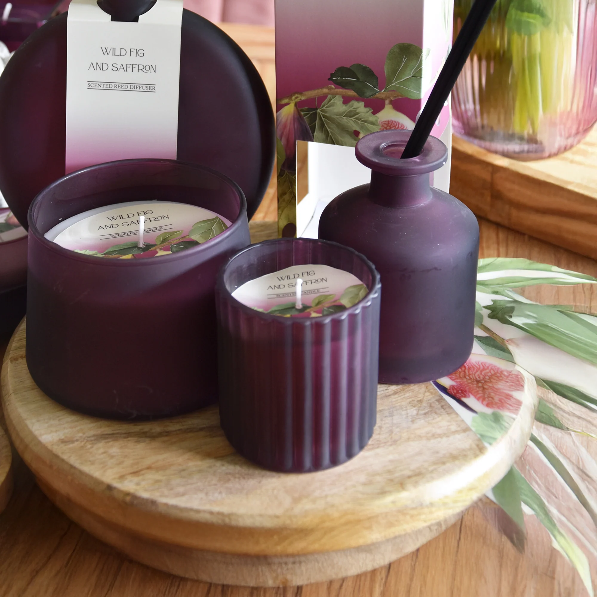 Ridged Glass Candle - Frosted Plum - Image 4