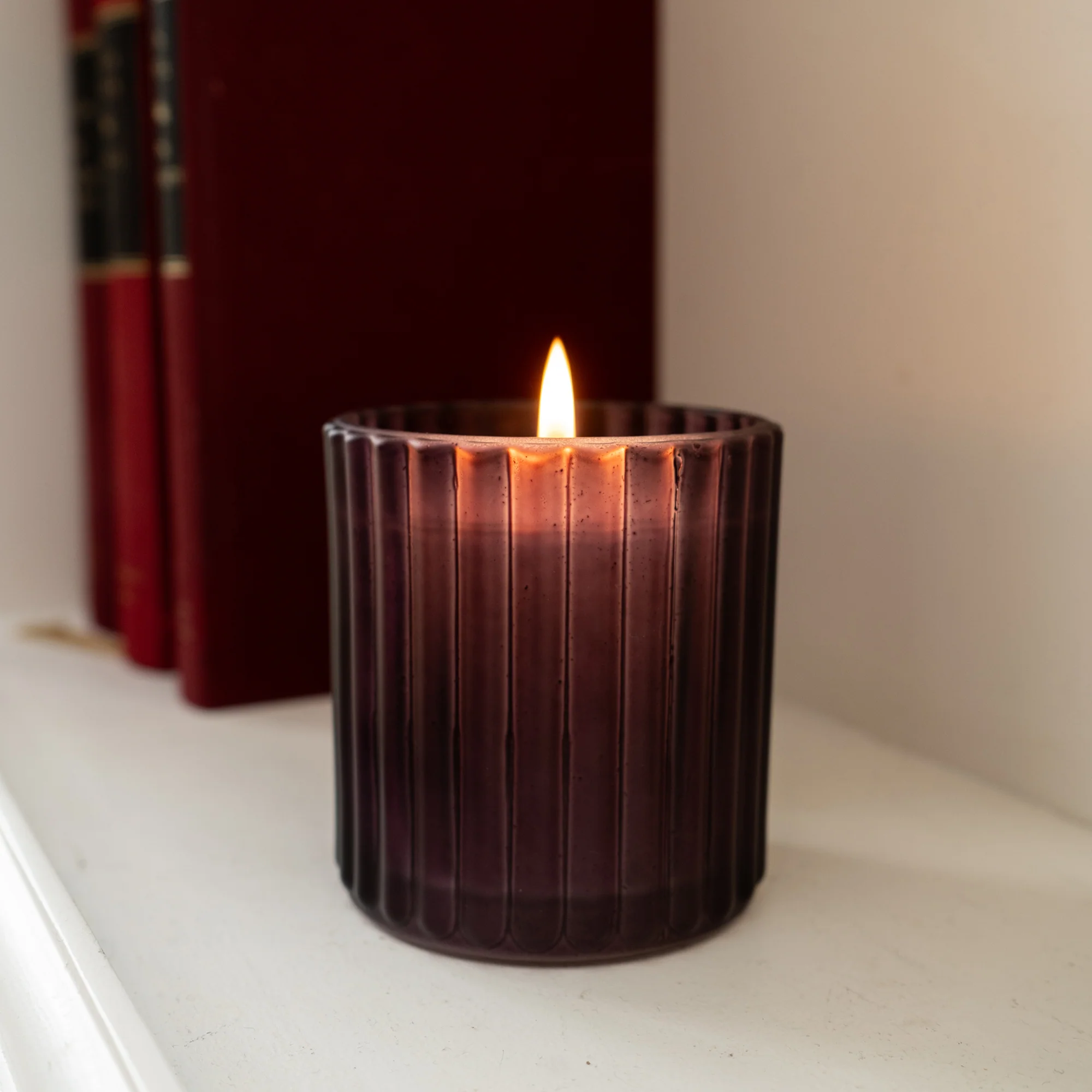 Ridged Glass Candle - Frosted Plum - Image 5