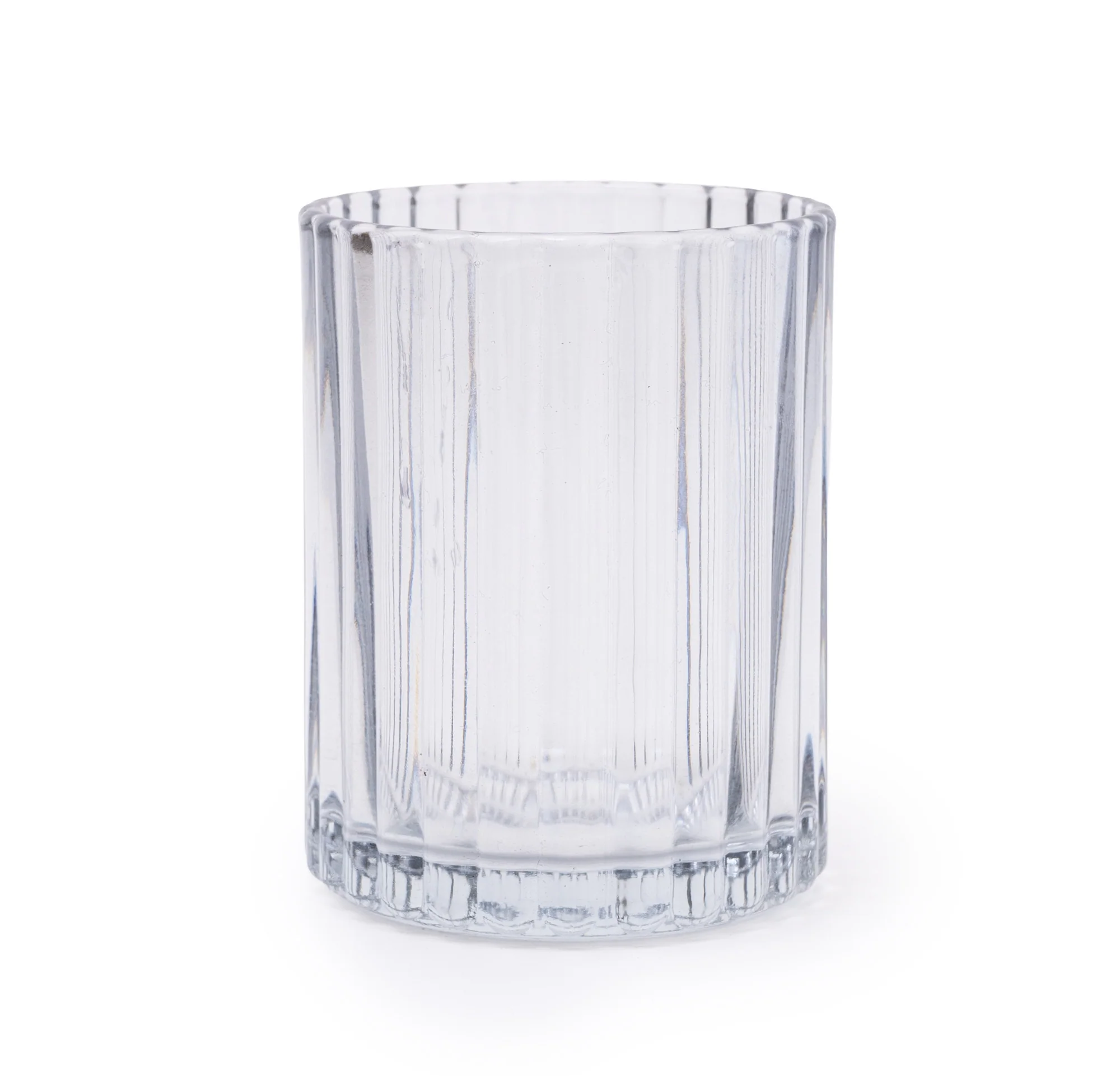 Ridged Glass Tumbler in Subtle Grey Shade, 10CM - Image 5